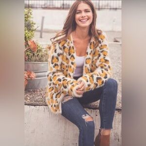 LIKE NEW &Merci Leopard Fuzzy Cardigan